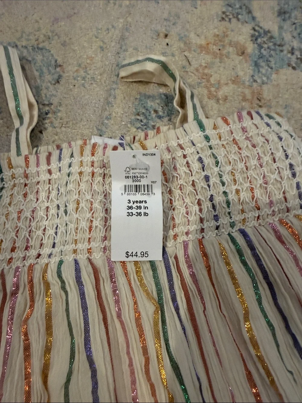 GAP White Sundress with Multicolor Sparkle Stripes